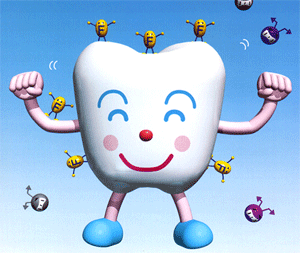 図：歯を強くするフッ素虫歯の進行を抑制するサホライド （フッ素塗布）